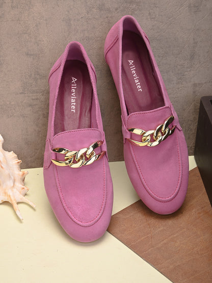 Casual Fusia Leather Ballerinas