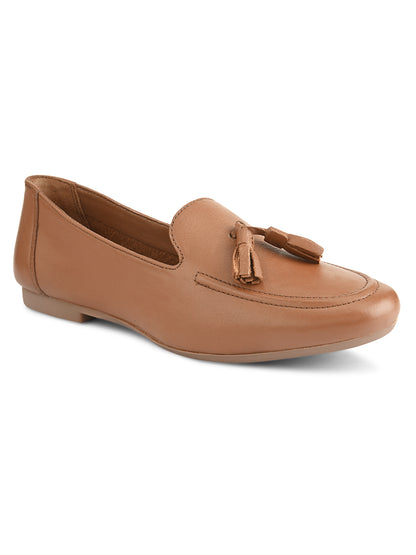 Casual Tan Leather Ballerinas