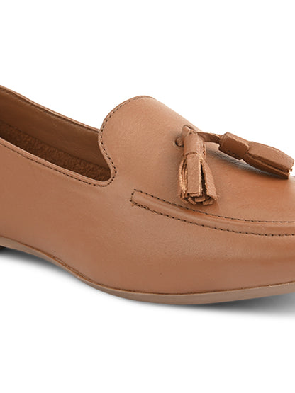 Casual Tan Leather Ballerinas