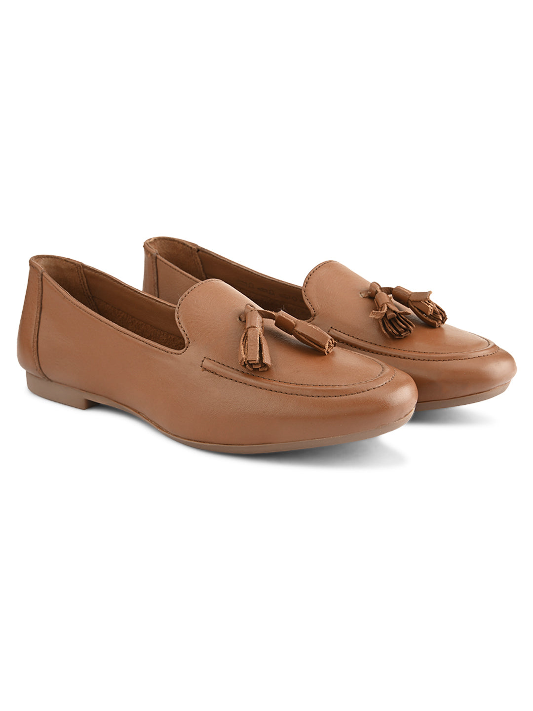 Casual Tan Leather Ballerinas