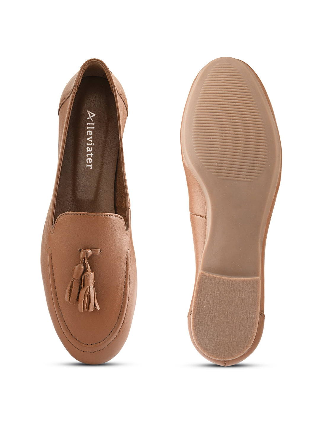 Casual Tan Leather Ballerinas