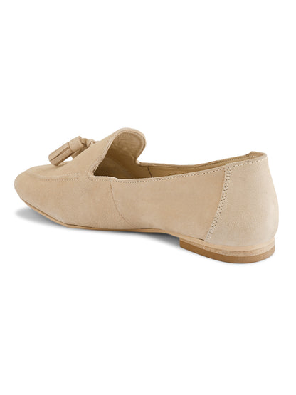 Ballerines décontractées en cuir beige pour femme