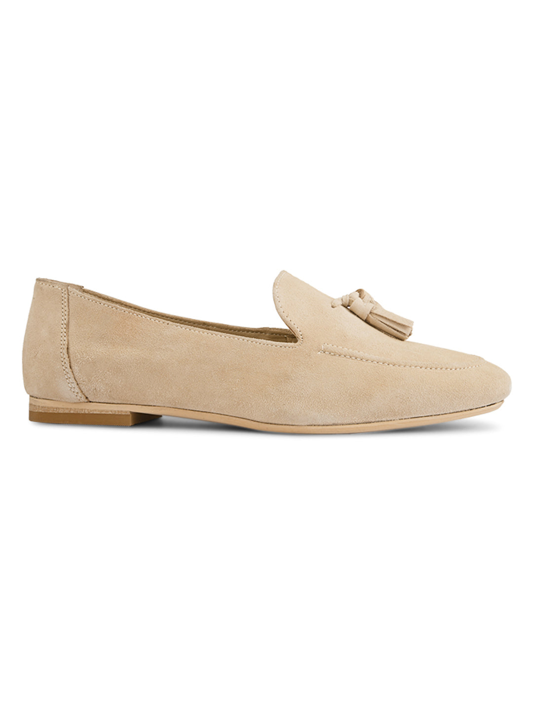 Ballerines décontractées en cuir beige pour femme