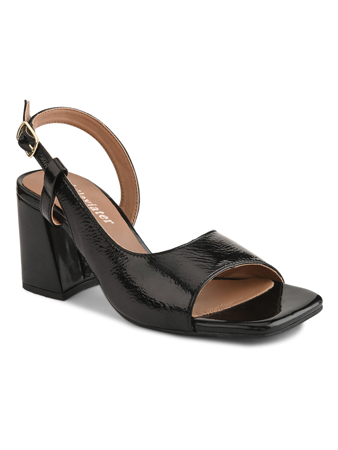 Lässige schwarze Leder-Heels für Damen 