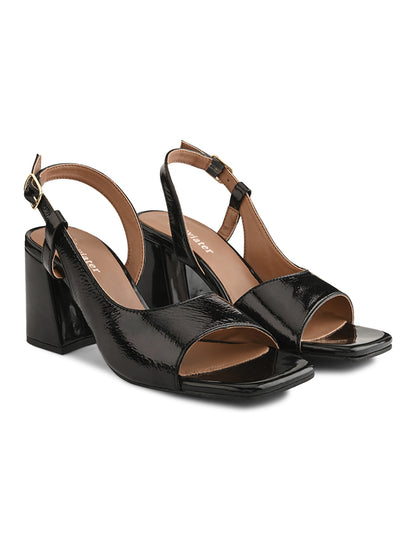 Lässige schwarze Leder-Heels für Damen 