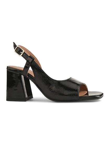 Lässige schwarze Leder-Heels für Damen 