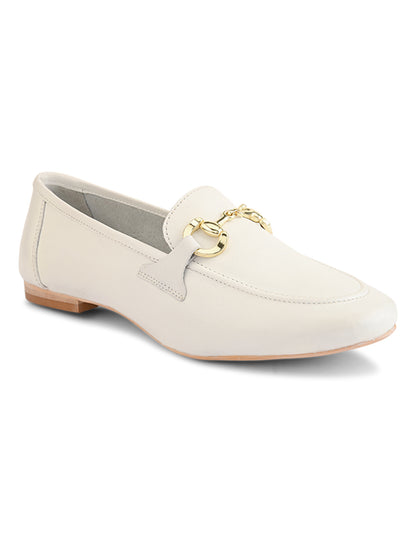 Casual White Leather Ballerinas