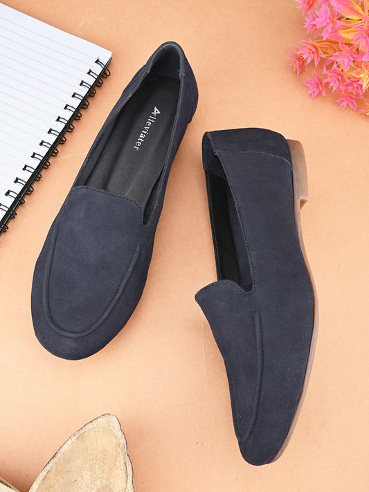 Casual Blue Leather Ballerinas