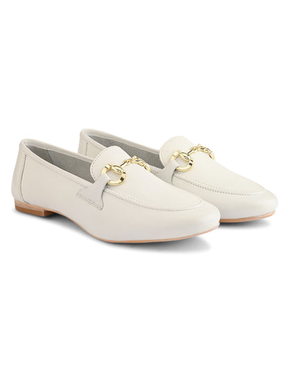 Casual White Leather Ballerinas