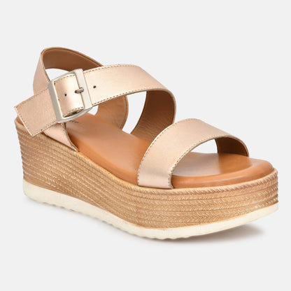 Cream Platform Strappy Leather Sandals