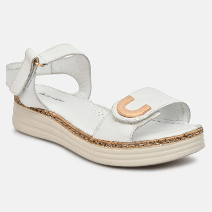 White Genuine Leather Sandals