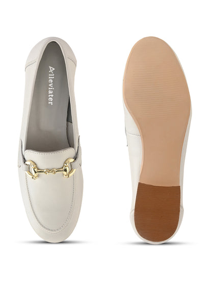 Casual White Leather Ballerinas