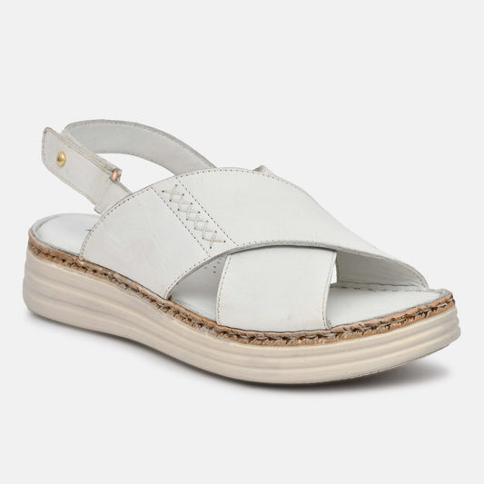 White Genuine Leather Stylish Sandals