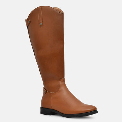 Tan Genuine Leather Long Boots