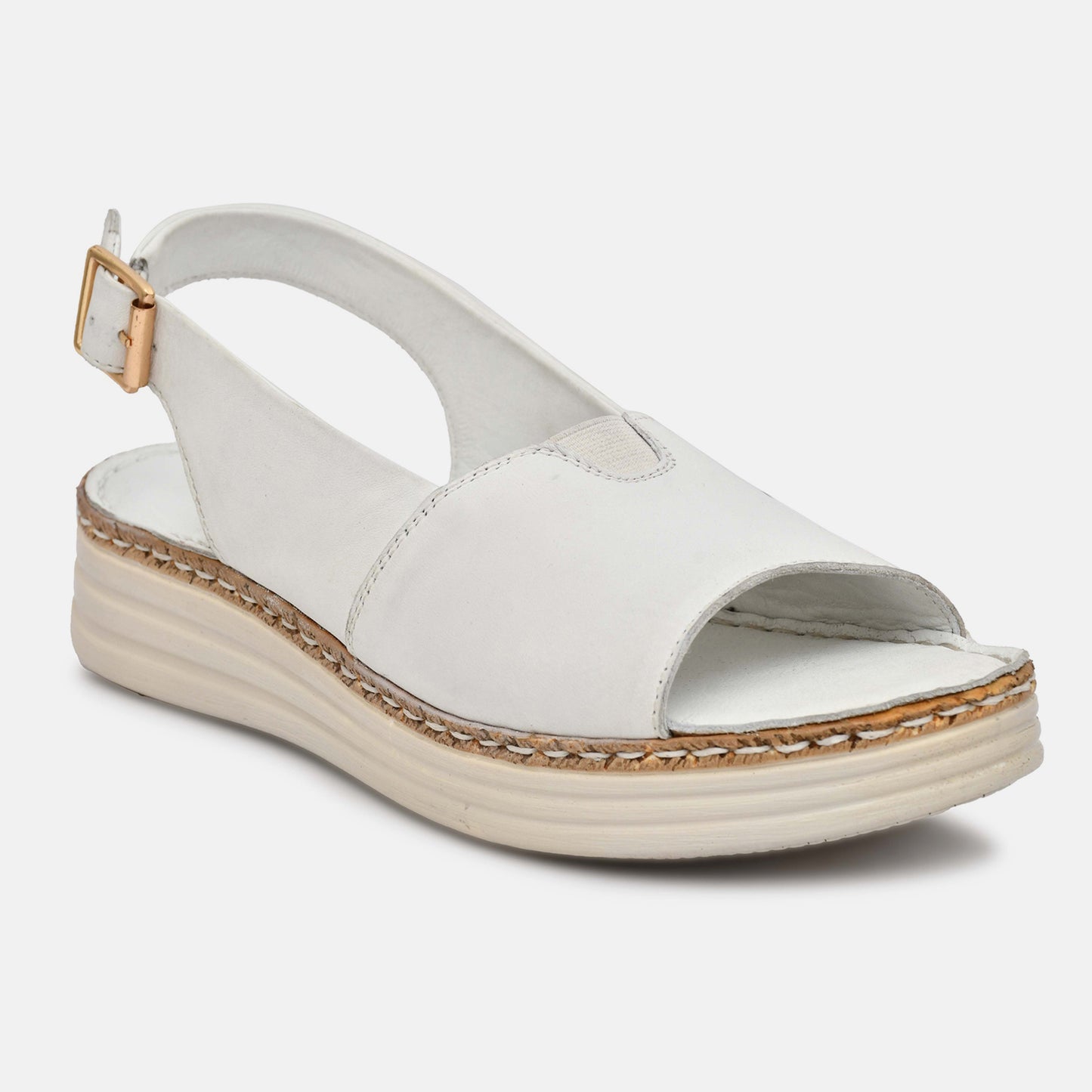 White Genuine Leather Sandals