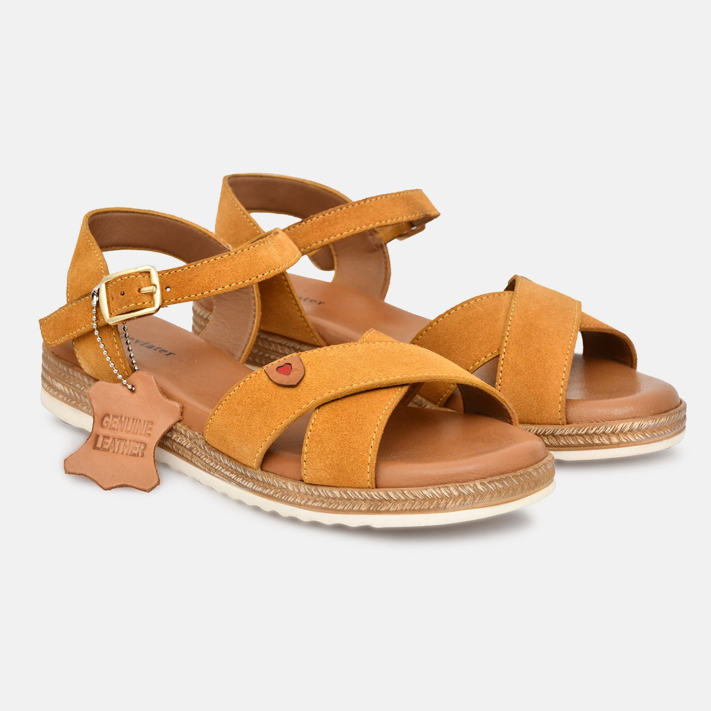 Yellow Criss Cross Strappy Leather Sandals