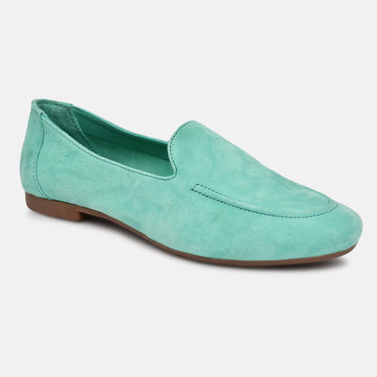 Green Genuine Leather Ballerinas