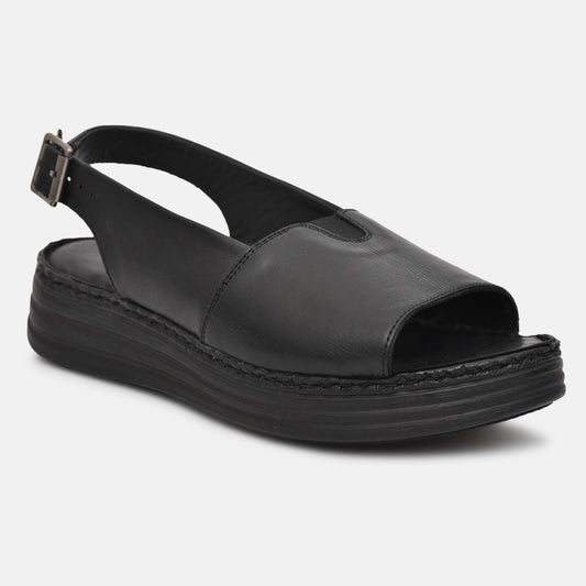 Blak Genuine Leather Sandals