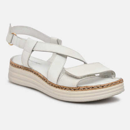 White Genuine Leather Sandals