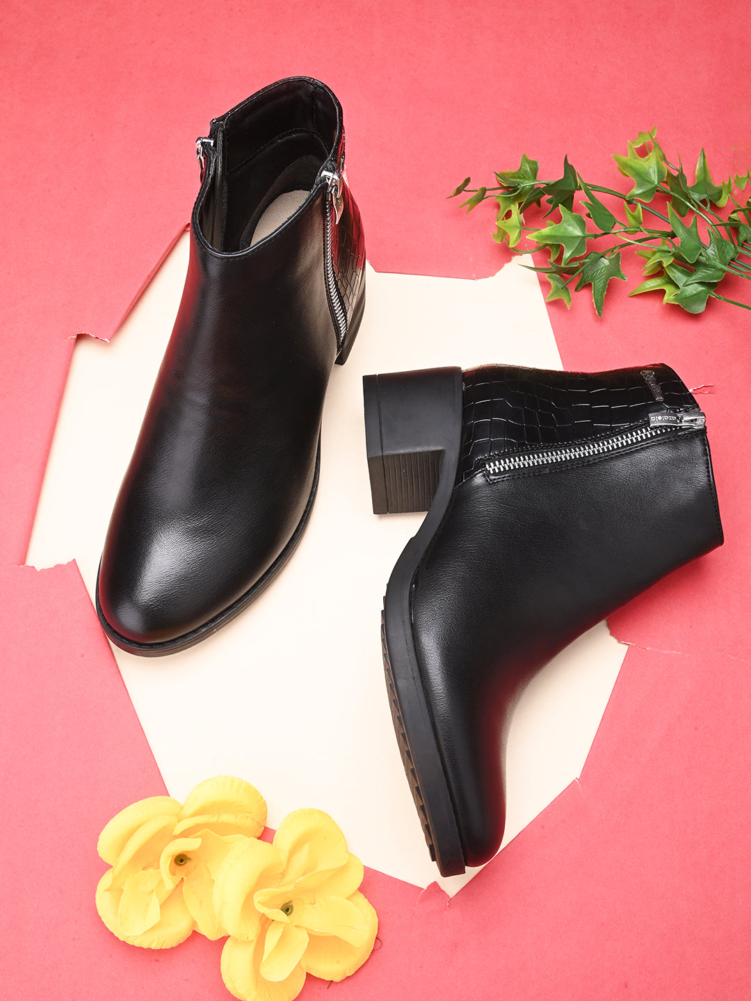 Casual Black Faux Leather Boots