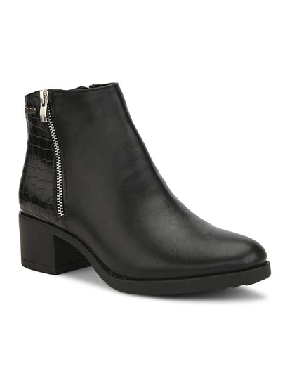 Casual Black Faux Leather Boots