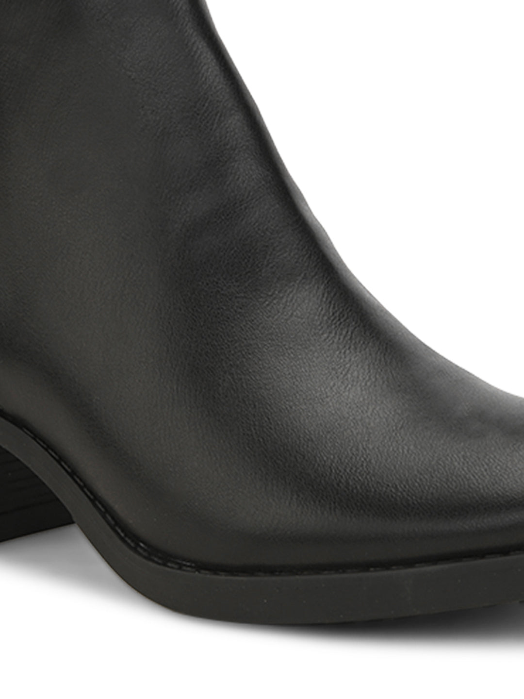 Bottes décontractées en similicuir noir pour femme 