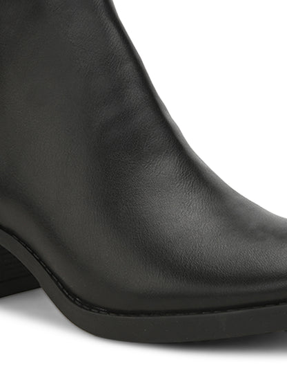 Lässige schwarze Kunstlederstiefel für Damen 