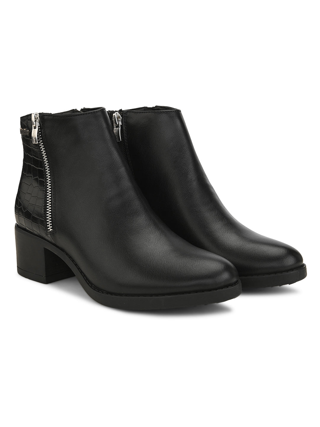 Casual Black Faux Leather Boots