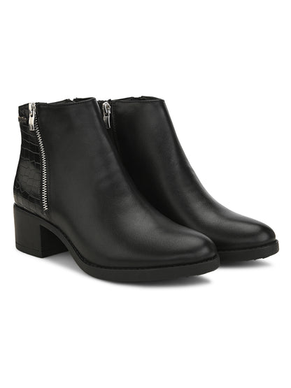 Bottes décontractées en similicuir noir pour femme 