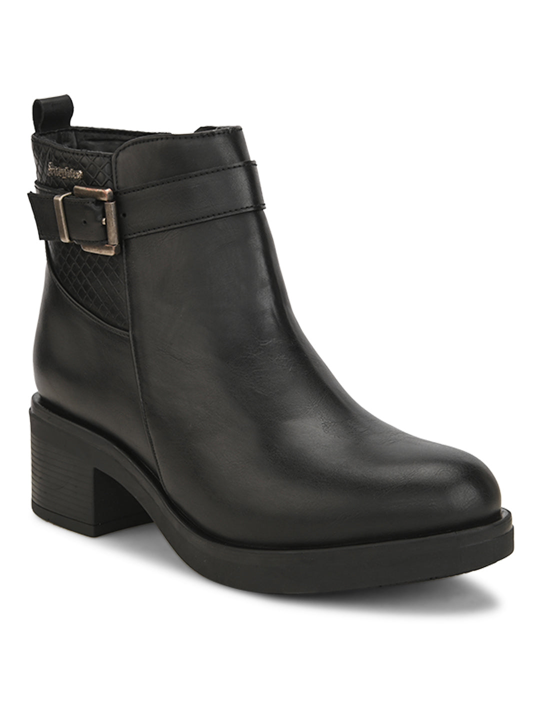 Lässige schwarze Kunstlederstiefel für Damen 