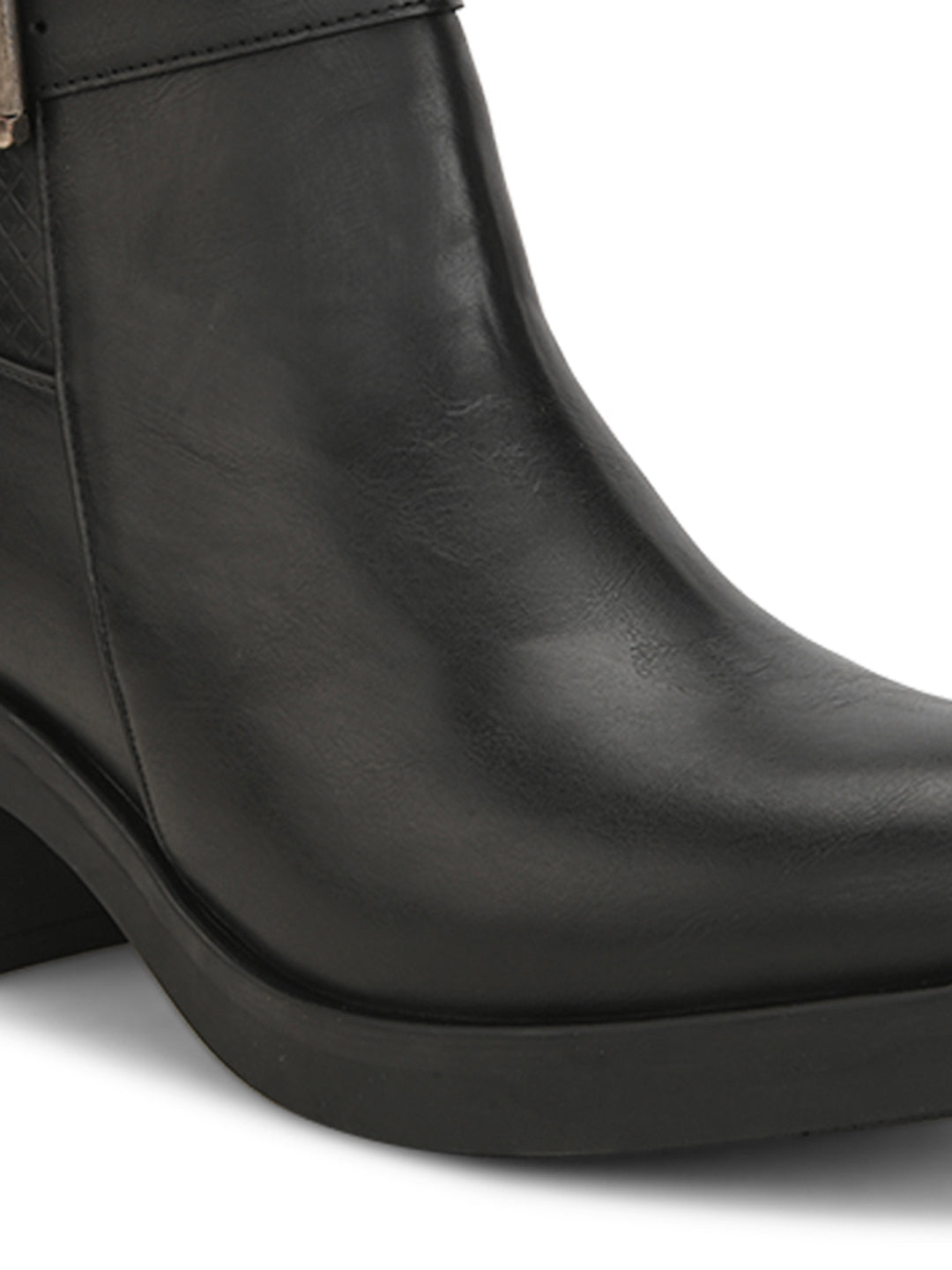 Casual Black Faux Leather Boots