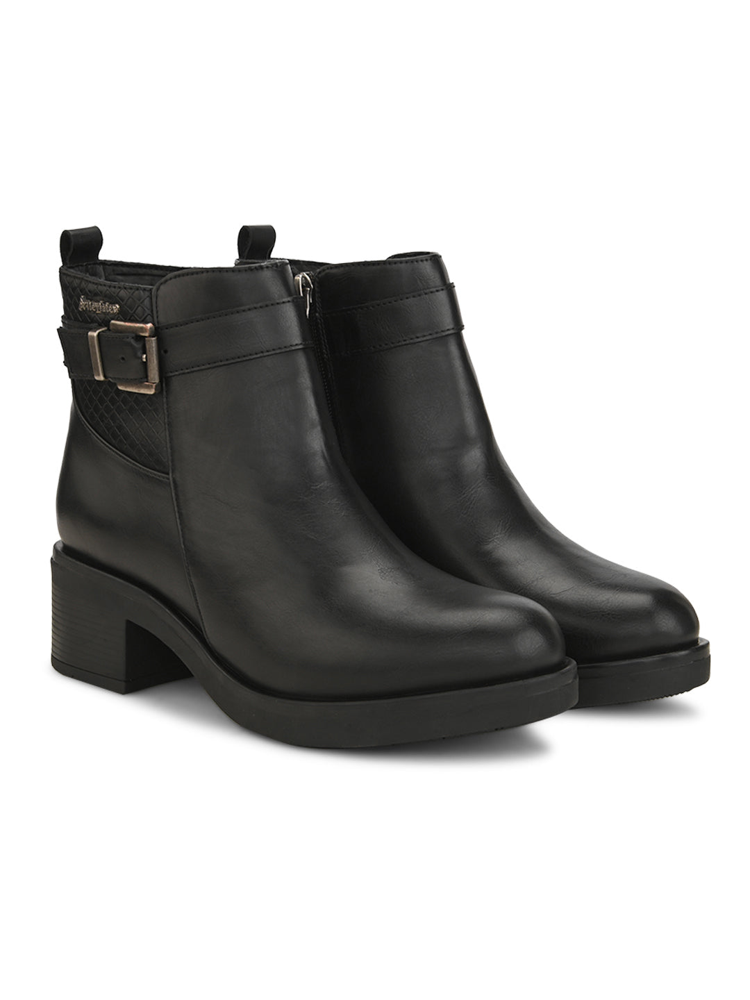 Casual Black Faux Leather Boots