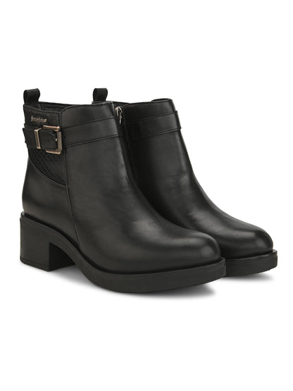 Bottes décontractées en similicuir noir pour femme 