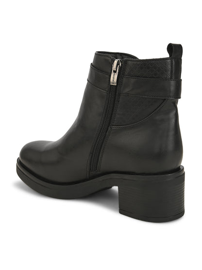 Bottes décontractées en similicuir noir pour femme 