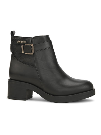 Bottes décontractées en similicuir noir pour femme 