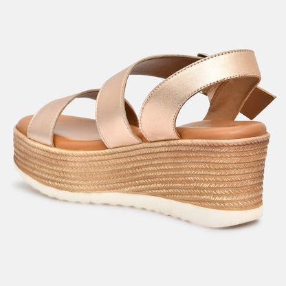 Cream Platform Strappy Leather Sandals