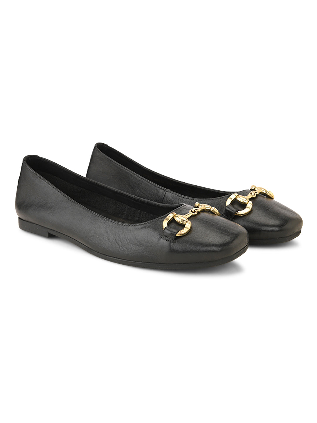 Casual Black Leather Ballerinas