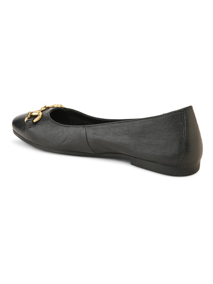 Casual Black Leather Ballerinas