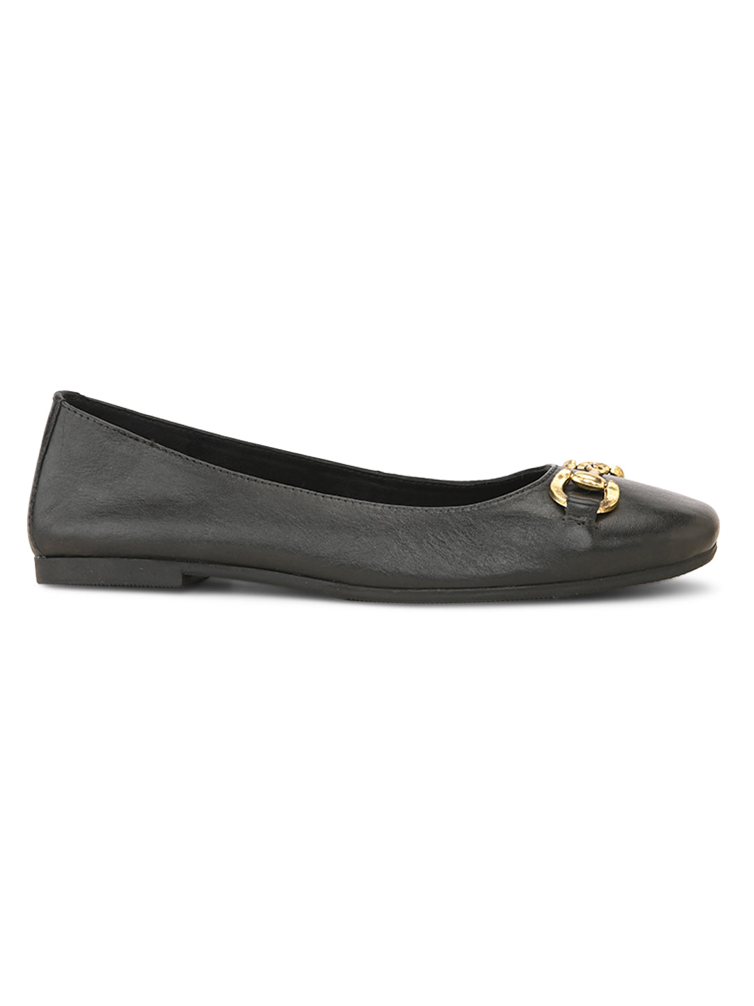 Casual Black Leather Ballerinas