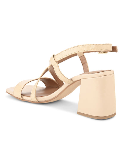 Lässige beige Leder-Heels für Damen