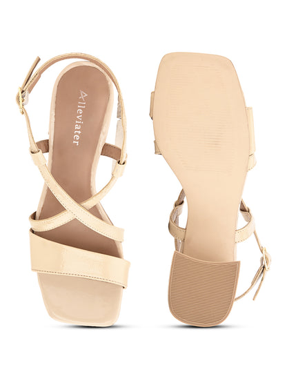 Lässige beige Leder-Heels für Damen