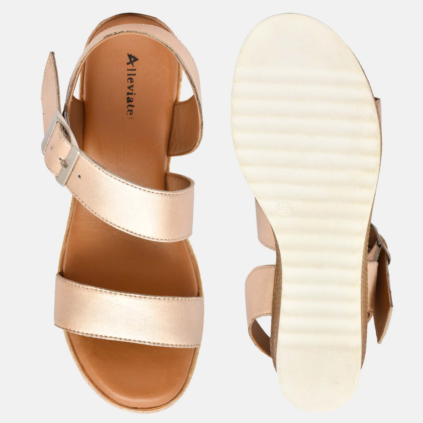 Cream Platform Strappy Leather Sandals