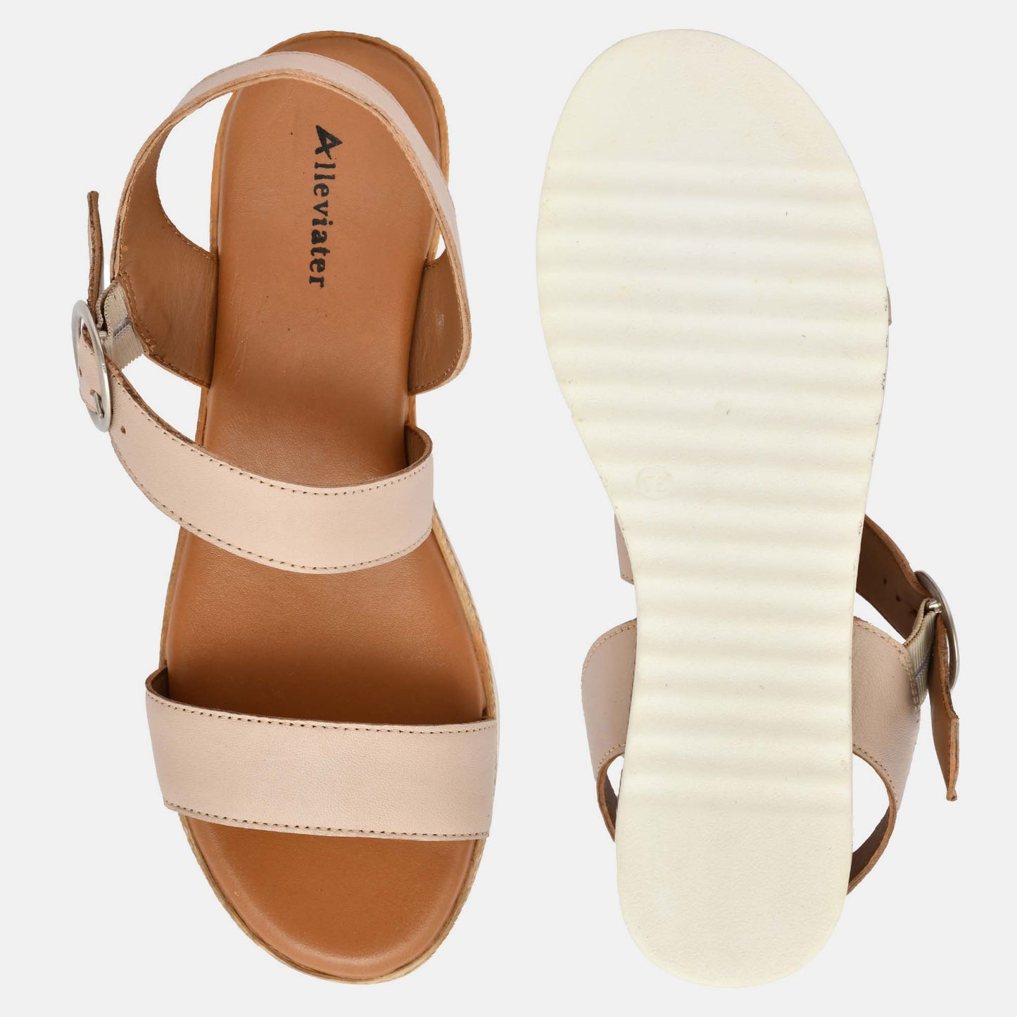 Nude Genuine Leather Sandals