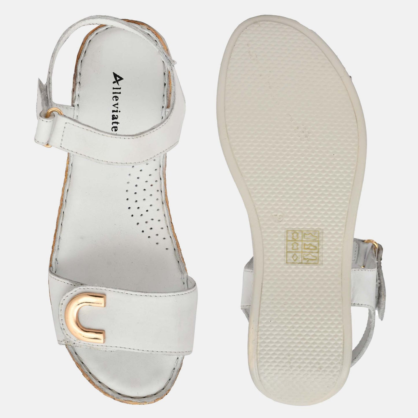 White Genuine Leather Sandals