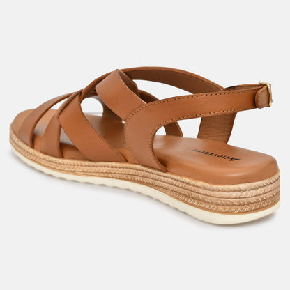 Tan Criss Cross Strappy Leather Sandals