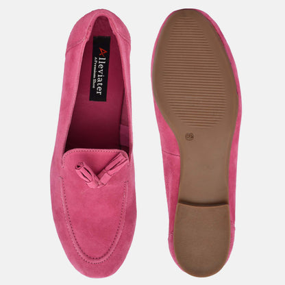 Fuchsia Genuine Leather Ballerinas