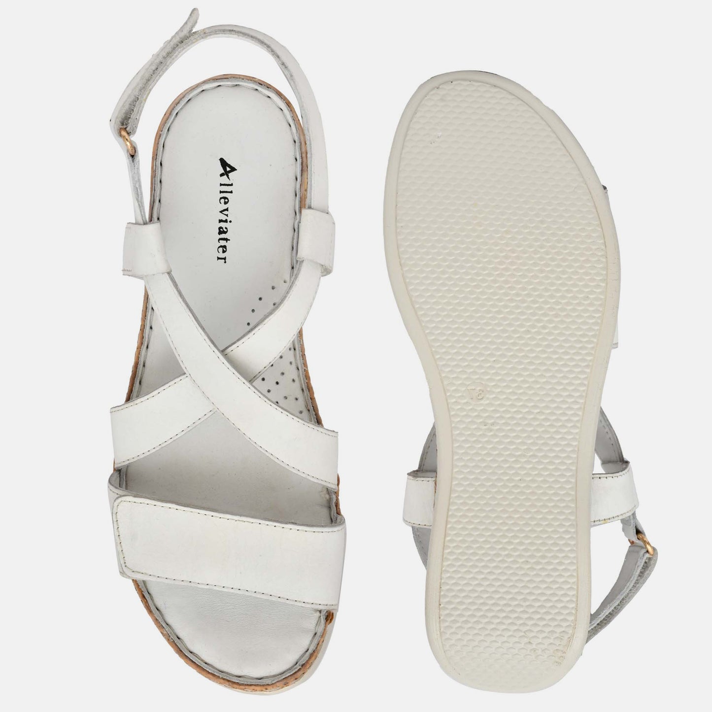 White Genuine Leather Sandals