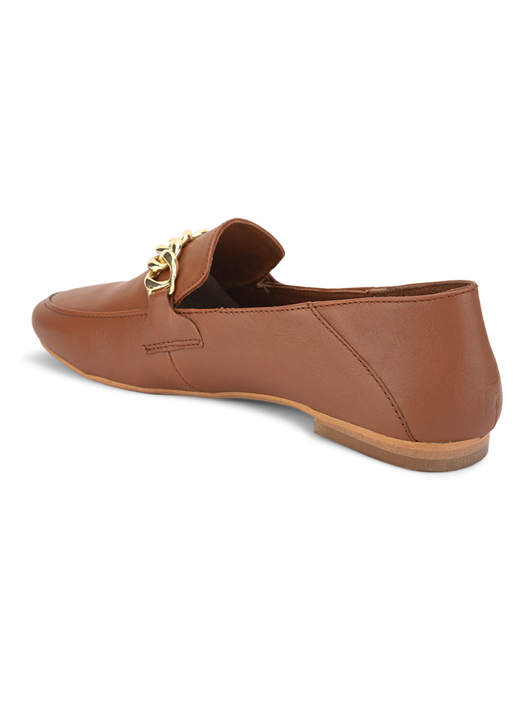 Casual Embellished TAN Leather Ballerinas