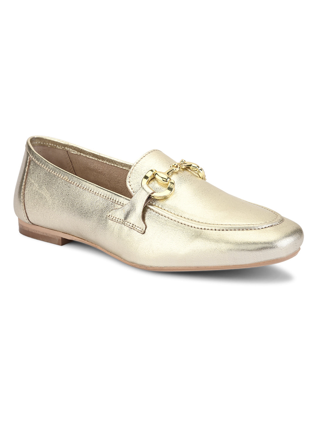 Casual Platinum Leather Ballerinas