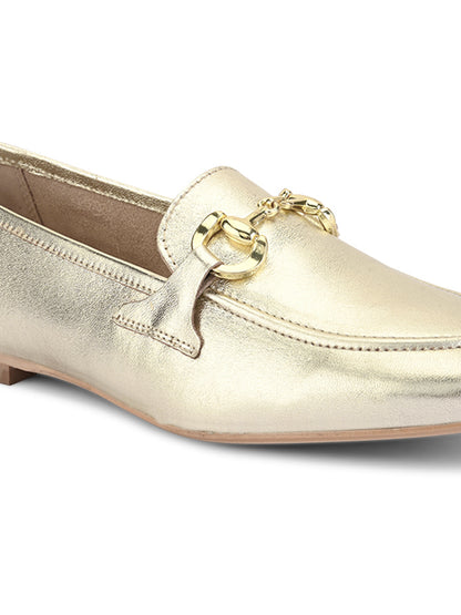 Casual Platinum Leather Ballerinas